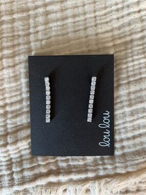 Silver Crystal Linear Drop Earrings - Clear